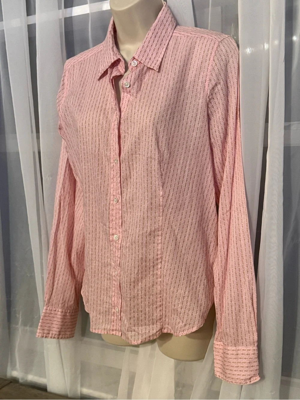 J.Crew Pink Micro Stripe Cotton Button Down Perfect Shirt M